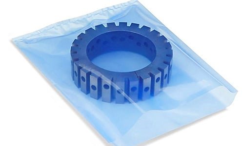 Ferrous metal products packed in light blue transparent flat mouth VCI gas-phase anti-rust bags