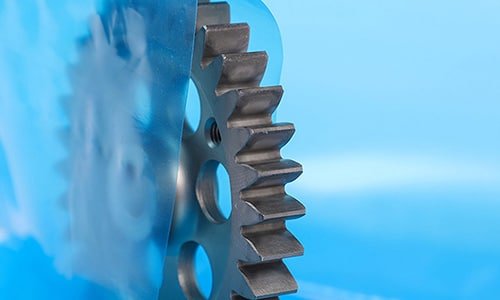 Gears partially packed with blue VCI gas-phase anti-rust bags